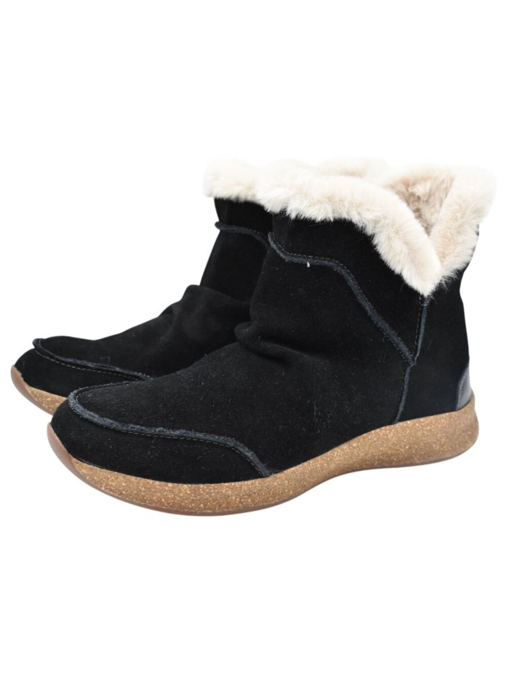 TAOS Womens 8 Future Mid Black Suede Faux Fur Pull On Booties Boots Winter Shoes